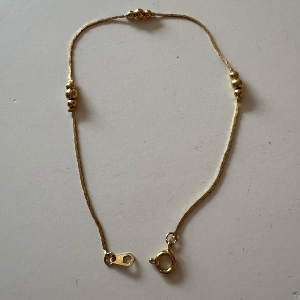 14k beaded ankle bracelet - Picture 3 of 5